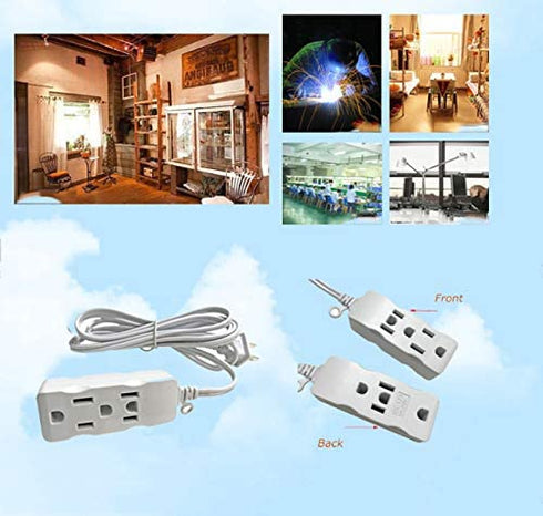 Multi Plug Outlet Extender Box,3-Outlet Surge Protector Power Strip with 3rd Grounding Pin, Input :2 Flat pins,Output:3X3pins( 3rd Grounding Pin),3FT,6Ft,9Ft,15Ft Long Extension Cord, White (1.8m/6Ft)