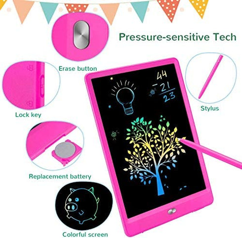TEKFUN Kids Toys Toddlers Toys for Boys and Girls, 8.5in LCD Writing Tablets Drawing Pad for Kids, Light Doodle Pad Drawing Board for Toddlers, Gifts Toys for 3 4 5 6 7 Year Old Girls Boys(Rose)