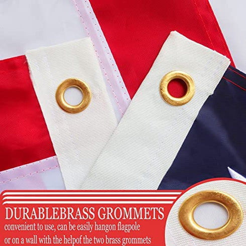 American Flags for Outside 3x5 USA Flag 100% Made In USA Embroidered Stars Heavy Duty US Flag Banner for High Winds Sewn Stripes Oxford Cloth Header with 4 Rows Stitched Edge