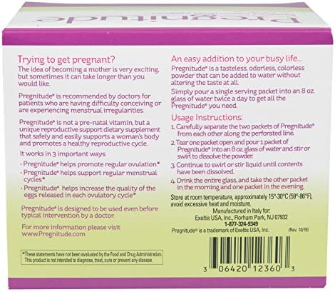Pregnitude Reproductive Dietary Supplement - 60 Fertility Support Packets - Can Promote Regular Ovulation, Regular Menstrual Cycles, and Increase Quality of Eggs
