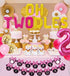 Cartoon Mouse Theme 2nd Birthday Decorations for Girls, Oh Twodles Number 2 Foil Balloon, Happy Birthday Banner and Cartoon Mouse Theme Cake Topper for Mouse Second Birthday Party Supplies