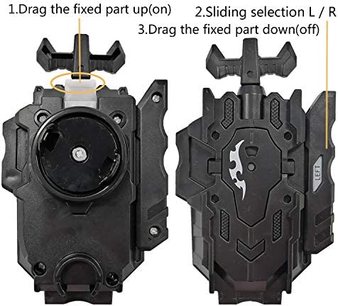 Speder Bey Gyro Blades Launcher and Grip , Light Sparking Battling Burst String Launcher Gyro Left&Right LR Spin Top Compatible with All Bey Burst Series Bey Battling Bey(Black)