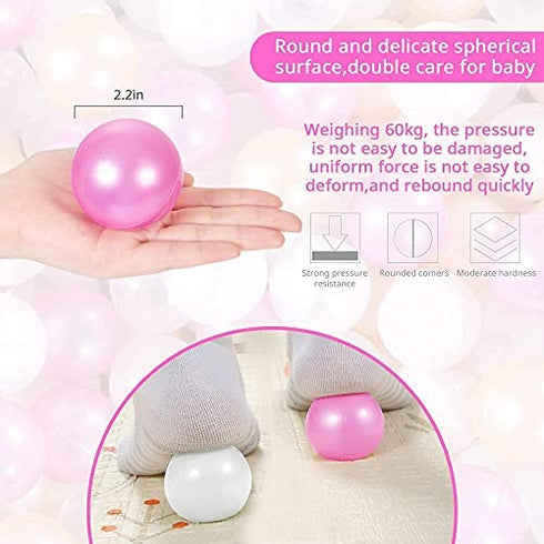 Ball Pit Balls - Pack of 100 - Pearl 5 Pestel Colors BPA&Phthalate Free Pit Balls Crush Proof Play Ball Soft Plastic Ball for Girl Boy Kids Birthday Pool Tent Party (100Balls).
