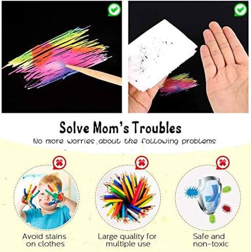 ZMLM Rainbow Scratch Mini Art Notes - 125 Magic Scratch Note Pads Cards Sheets for Kids Black Scratch Crafts Arts DIY Party Favor Supplies Kit Birthday Game Toy Gifts Box for Girls Boys Halloween