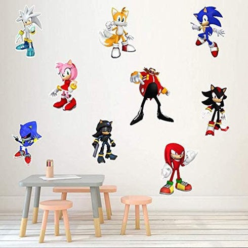 Sonic The Hedgehog Cartoon 3D Broken Wall Game Wall Stickers Children's Bedroom Living Room Background Wall Stickers Removable PVC Home Decoration