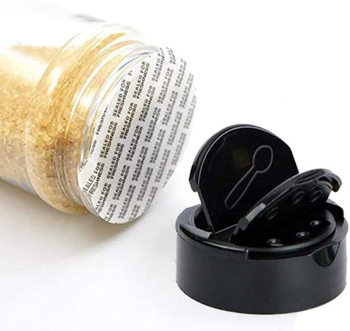 16 Pack 7oz Clear Plastic Spice Jars Storage Container Bottle Containers with Black Cap Perfect for Storing Spice,Herbs and Powders(Provide chalkboard labels,Chalk Marker)