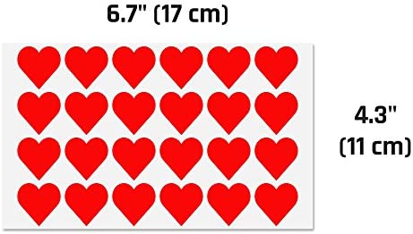 1200 Pack, 1" Red Heart Stickers Labels - 50 Sheets