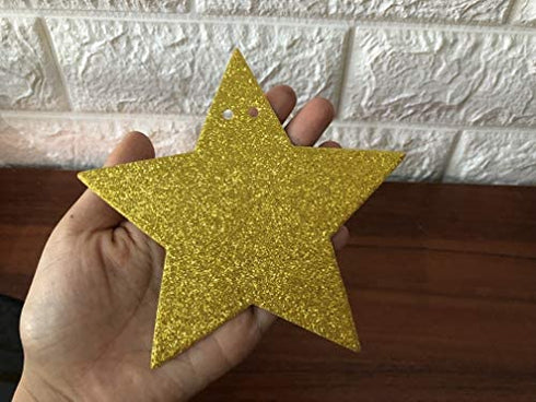 Twinkle Twinkle Little Star Banner, Twinkle Twinkle Little Star Baby Shower Birthday Party Decorations Supplies (Gold Glitter)