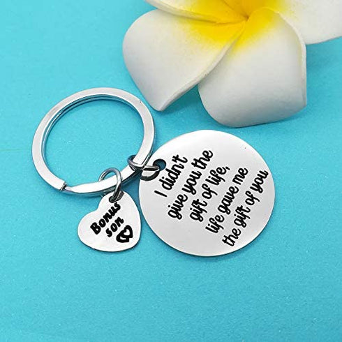 Bonus Son Keychain I Didn't Give You The Gift of Life Life Gave Me The Gift of You Key Ring Son in Law Gifts Stepson Gifts Adoption Gift