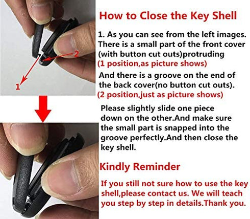 Key Fob Shell Case Fit for Honda Accord Crosstour Civic Odyssey CR-V CR-Z Fit Keyless Entry Remote Key Housing Replacement with Screwdriver (Black)