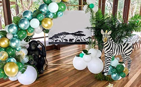DUBEDAT 142 PCS Green Balloon Garland Latex Balloon Arch Safari Jungle Party Wild One Birthday Party Decoration Kids Baby Shower Wedding Party