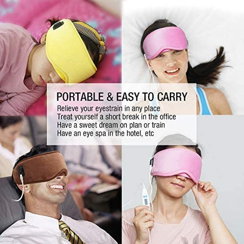 ARRIS Electric USB Heated Eye Mask with 5 Temperature Control, Pink