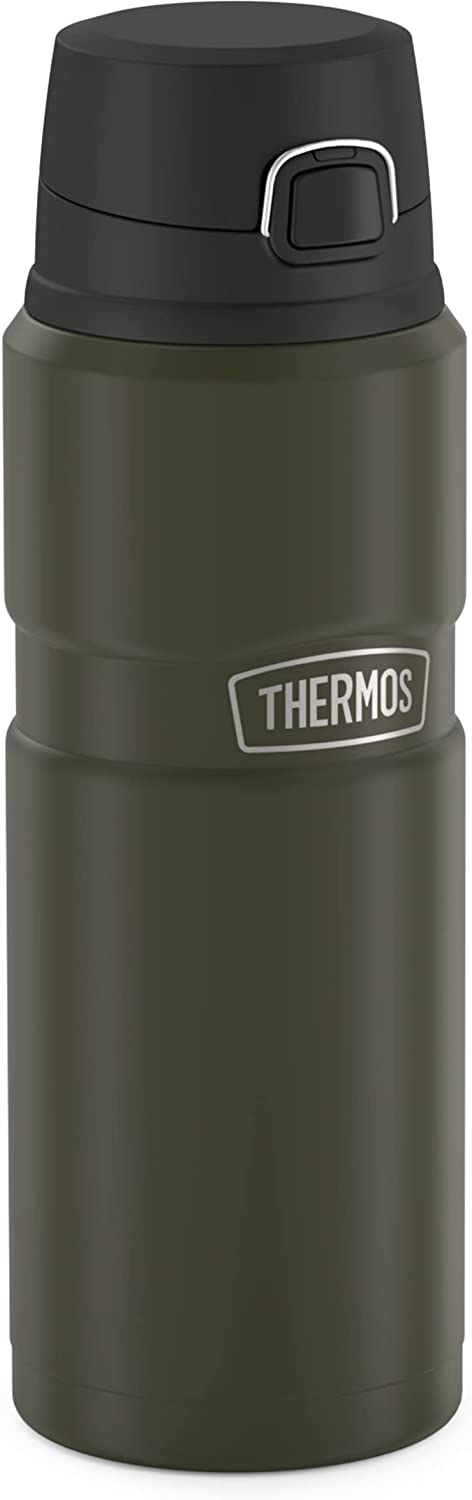 THERMOS Stainless King Vacuum-Insulated Drink Bottle, 24 Ounce, Matte Green