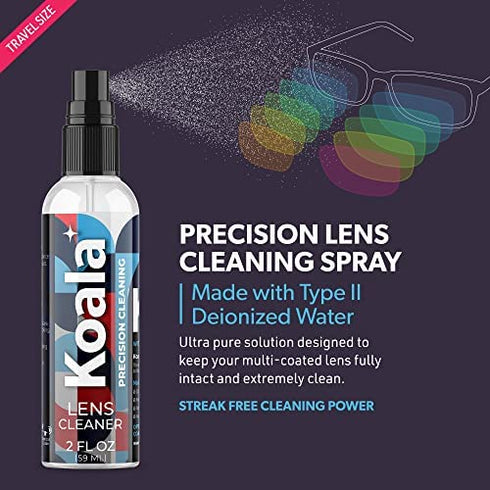 Koala Eyeglass Lens Cleaner Spray Kit | American Made | 2 Ounces + 1 Koala Cloth | Streak and Alcohol Free | Carefully Engineered Glasses Cleaner | Safe for All Lenses