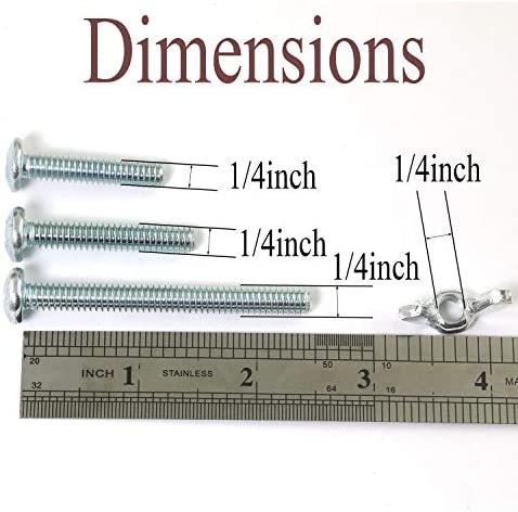 RuiLing 10 Sets Screw Bolts with Wing Nut Kit Zinc Plated Carbon Steel Mounting Hardware Fitting Fastenings- 10pcs 1/4"-20 Hand Tighten Wing Nuts + 10pcs 1/4"-20 x 1-1/4" Phillips Head Screw Bolt