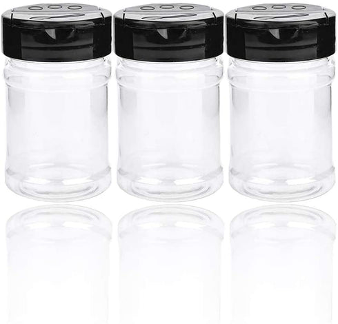 20 Pack 5oz Clear Plastic Spice jars Storage Bottle Container,Seasoning bottles with Black Cap,Chalkboard labels,Chalk Marker for Storing Spice,Herbs,Powders,Salt and Pepper