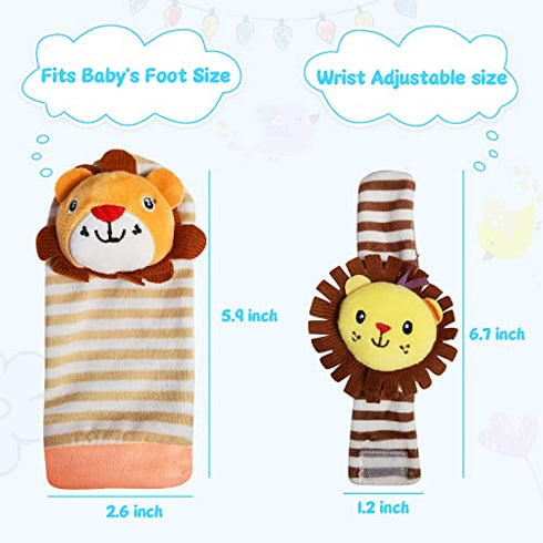 Baby Rattles Wrist for Babies 0-6 Months, Infant Toys Boy/Girl Stuff. Newborn 1-2-3-4-5-6-Month-Old Essentials Items Foot Socks&Wristband, Cute Things for Feet Finder&Hand Play, Brain Development Gift