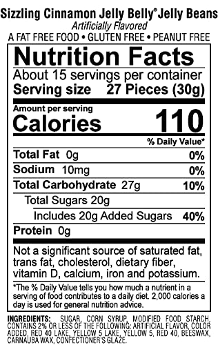 Jelly Belly Sizzling Cinnamon Jelly Beans - 1 Pound (16 Ounces) Resealable Bag - Genuine, Official, Straight from the Source
