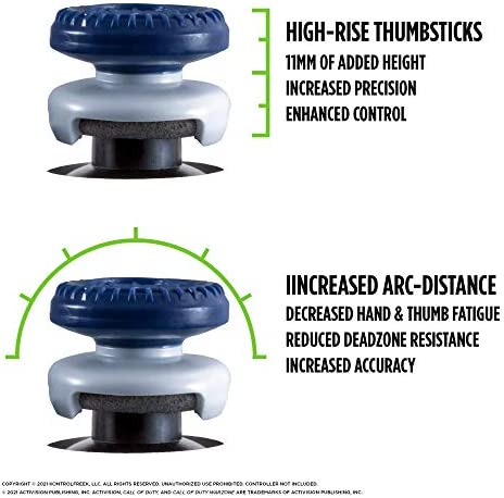 KontrolFreek Call of Duty: Warzone Performance Thumbsticks for Playstation 4 (PS4) and Playstation 5 (PS5) | 2 High-Rise, Hybrid| Blue/Gray