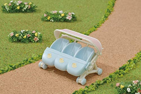 Calico Critters Triplet Stroller, Accessory for Triplet Babies , Blue