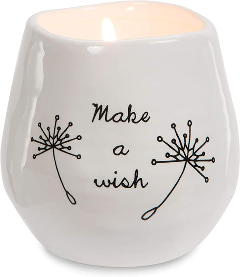 Pavilion Gift Company Plain Dandelion Make a Wish White Ceramic Soy Serenity Scented Candle