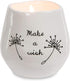 Pavilion Gift Company Plain Dandelion Make a Wish White Ceramic Soy Serenity Scented Candle
