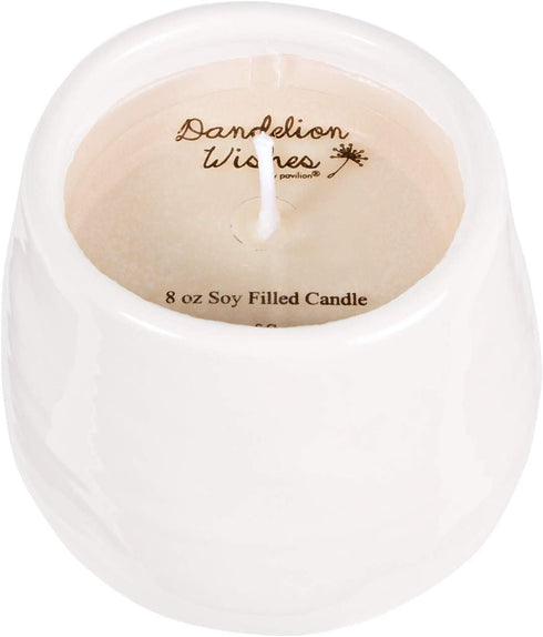 Pavilion Gift Company Plain Dandelion Make a Wish White Ceramic Soy Serenity Scented Candle