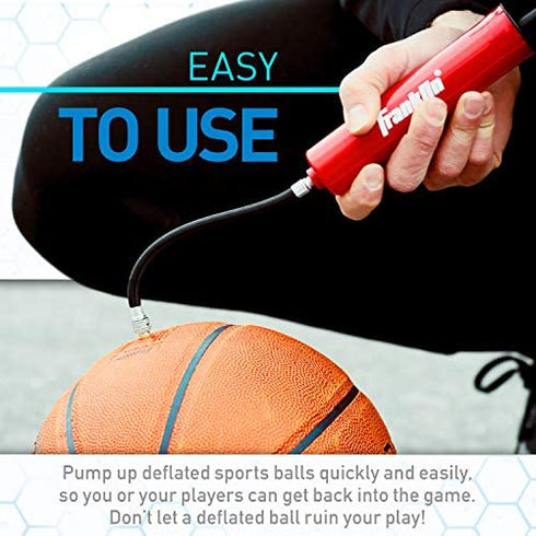 Franklin Sports Ball Pump Kit -7.4" Sports Ball Pump with Needle - Perfect for Basketballs, Soccer Balls and More - Complete Hand Pump Kit with Needles, Flexible Hose, Air Pressure Gauge and Carry Bag