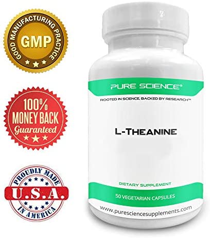 Pure Science L-Theanine Supplement 400 mg – Supports Cognition, Improves Mental Performance and Calms the mind and Reduce stress - 50 Vegetarian Capsules