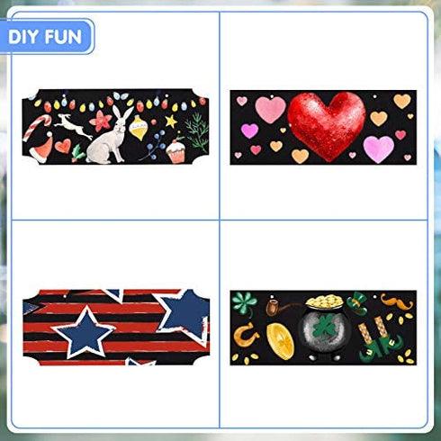 10 Pieces Unfinished Hanging Wood Sign Rectangle Blank Wooden Plaque Blank Hanging Wooden Slices Banners with Ropes for Pyrography Painting Writing DIY Home Crafts Supplies (Black)