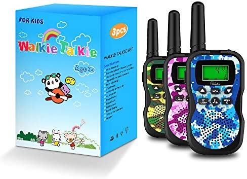 Huaker Kids Walkie Talkies,3 Pack 22 Channels 2 Way Radio Toy with Flashlight and LCD Screen,3 Miles Range Walkie Talkies for Kids Outside Adventures, Camping, Hiking