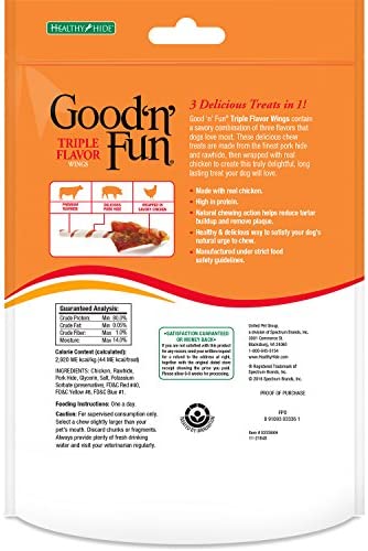 Good 'N' Fun Triple Flavor Wings, Made with Real Meat, Treats for All Dog Sizes, 4 ounce