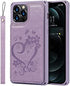 Jaorty for iPhone 12 Pro Max Wallet Case with RFID Blocking Card Holder for Girls Women,Premium PU Leather Magnetic Buttons Stand Flip Wrist Strap Case for iPhone 12 Pro Max 6.7 Inch,Heart Purple