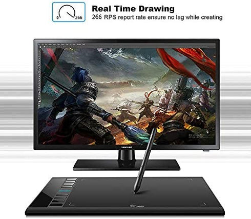 UGEE M708 Drawing Tablet, Graphics Tablet with Pressure Pen Stylus, 8 Hotkeys, 10*6 inch Drawing Area, Art Tablet for Beginner, Easy to Use, Drawing Pad for Win11/10/8/7, Mac OS, Chrome OS PC Laptop