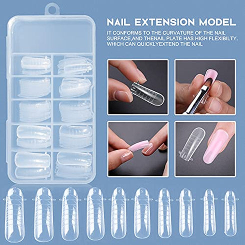 Morovan Slip Solution Poly Gel 2.5oz Nail Extension Gel Slip Solution Anti-stick Gel Solution Liquid With Brush Nail Tips Clips Crystal Cup for Poly Nail Gel Nail Art Kit Easy DIY