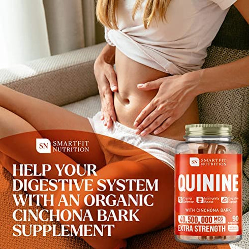 Quinine Tablets - Quinine Capsules with Cinchona Bark - Pills for Immune Support - Organic Quinine Supplement - Made in USA - Extra Strength Quinine Capsules - Herbal Quinine Pills