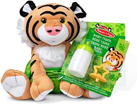 Melissa & Doug 11-Inch Baby Tiger Plush Stuffed Animal with Pacifier, Diaper, Baby Bottle
