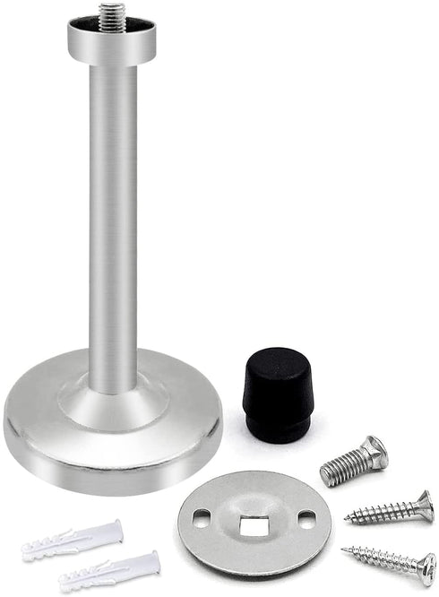 Door Stopper, Long Door Stops, 304 Stainless Steel Sound Dampening Door Stop Bumper Wall Protector, Brushed Door Stop Door Holder for Home Office Garage 5 inch 1 Pack Silver