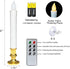 DRomance 9" White Flameless LED Flickering Window Taper Candles Battery Operated with Remote and Timer, Set of 4 Christmas Window Candles Gold Holders, Suction Cups and Battery Included