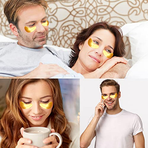 Adofect Collagen Powder Eye Mask 29 Pairs Gold Under Eye Gel Pads, Hyaluronic Acid Under Eye Mask Gel Patches for Puffy Eye Reducing Dark Circles, Eye Bags, Wrinkle, Refresh Your Eyes, Gold