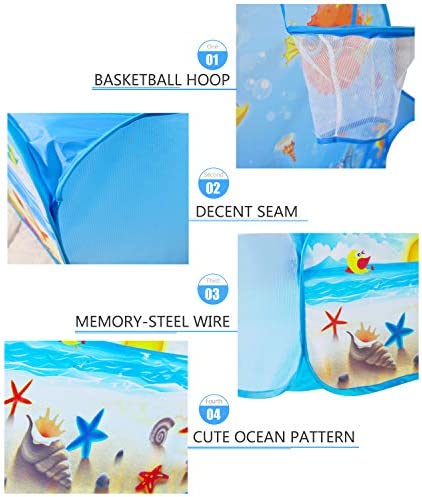 Dressbar Kids Ball Pit with Basketball Hoop Pop Up Children Play Tent, Ocean Pool Baby Playpen ,Portable Toys Gifts for Girls Boys Toddlers 2 3 4 5 6 12 Months Year Old (Balls not Included)