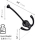 HARPOON 5 Pack Heavy Duty Three Flared Prongs Coat Hooks, Wall Mounted with 15 Screws, Retro Tri-Hook, Utility Hooks for Scarf, Bag, Towel, Key, Cap, Cup, Hat (Black)