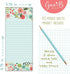 Set of 2- Teal/Coral Flowers List Pad, Notepad, Shopping List with Attachable Magnet