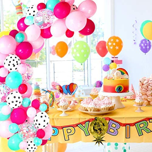 128 Pieces Surprise Party Balloons Garland Arch Kit Decorations Supplies - 12" 5" Rose Red Pink Blue White Polka Dots Latex Balloon Confetti Balloons for Kids Baby Shower Girls Boys LOL Birthday Party