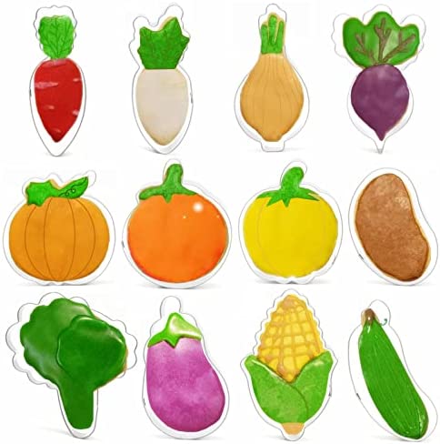Vegetable Shaped Cookie Cutters of 12 pcs, Stainless Steel Fondant Cutters Set Pastry Biscuit Cake Baking Clay DIY Molds