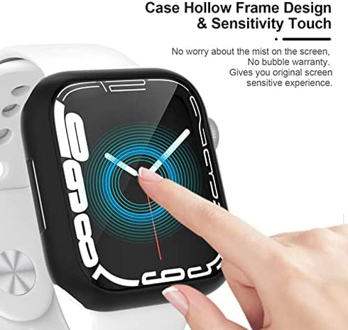 8 Pack Apple Watch 45mm Case, Wiki VALLEY Ultra-Thin Cover (No Screen Protector) Compatible with Apple Watch Series 8/7 45mm, iWatch 8/7 Hollow Protective Hard PC Bumper Case Face Cover Accessories