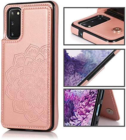Acxlife Samsung Galaxy S20 FE 5G Case S20FE Card Credit Holder Wallet Protective Cover with Card Slot and Leather Case for Samsung S20 Fe 6.5Inch (Rose Gold)