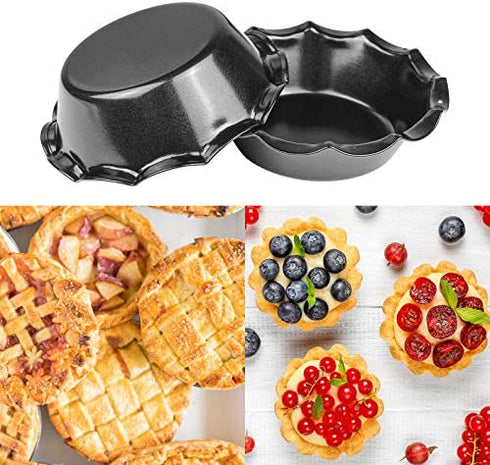 Webake Mini Pie Pan Set of 4, Nonstick 5 Inch Pie Plate Baking Dish with Ruffled Edge, Individual Round Bakeware Pie Tins for Toaster Oven Air Fryer Insta Pot