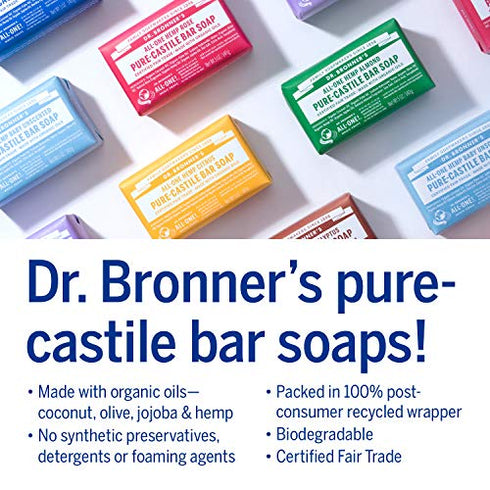 Dr. Bronner’s - Pure-Castile Bar Soap (Baby Unscented, 5 ounce, 2-pack) - Made with Organic Oils, For Face, Body, Hair, Gentle for Sensitive Skin, Babies, No Added Fragrance, Biodegradable, Vegan