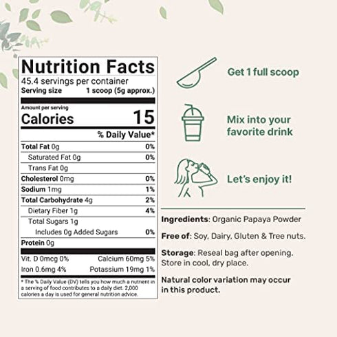 Micro Ingredients Organic Papaya Fruit Powder, 8 Ounce, Freeze Dried, Naturally Rich in Papaya Enzyme, Supports Antioxidant and Digestive Function, No GMOs & Vegan Friendly